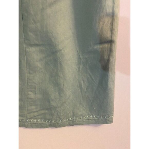Reitmans Women's Green Teal Linen Blend Skirt Beaded Hem Size 15 - Picture 8 of 9